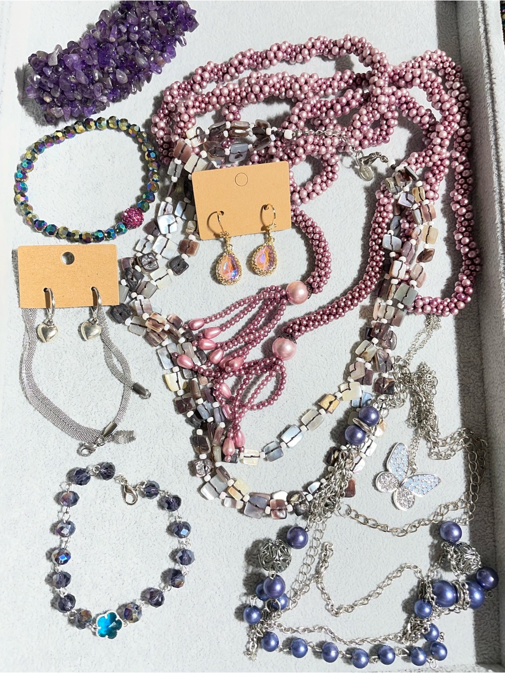 Purple Punk Pink Curated Statement Necklaces Earrings Bracelet Lot of 10